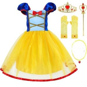 Snow White Costume for Girls Princess Dress Up Clothes Halloween Size 4-6